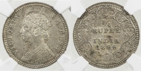 BRITISH INDIA: Victoria, Empress, 1876-1901, AR ¼ rupee, 1896-C, KM-490, NGC graded MS62.
Estimate: USD 100 - 150