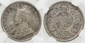 BRITISH INDIA: George V, 1910-1936, AR ¼ rupee, 1918 (c), KM-518, lightly toned, NGC graded MS64.
Estimate: USD 75 - 100
