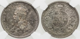 BRITISH INDIA: George V, 1910-1936, AR ¼ rupee, 1919 (c), KM-518, lightly toned, NGC graded MS64.
Estimate: USD 75 - 100