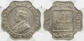 BRITISH INDIA: George V, 1910-1936, 4 annas, 1919 (b), KM-519, NGC graded MS62.
Estimate: USD 100 - 150