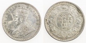 BRITISH INDIA: George V, 1910-1936, AR rupee, 1911 (c), KM-523, so-called "pig"-style elephant, one-year type, cleaned, EF. The 1911 accession to the ...