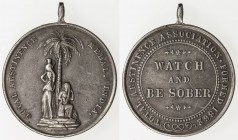 BRITISH INDIA: AR medal (20.98g), ND, 34mm, Temperance medal, TOTAL ABSTINENCE MEDAL INDIA around two native women with water pots; one standing with ...