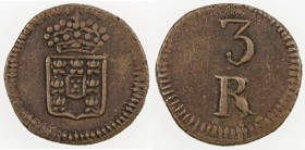 PORTUGUESE INDIA: Maria II, 1834-1853, AE 3 reis, ND, KM-257, Gomes-M2.01.01, Choice VF.
Estimate: USD 100 - 140