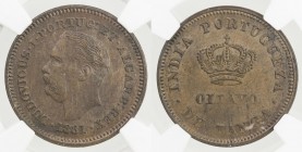 PORTUGUESE INDIA: Luiz I, 1861-1889, AE ¼ tanga, 1881, KM-308, this piece is the key date to the entire Portuguese India series, struck from 1871 to 1...