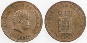PORTUGUESE INDIA: Carlos I, 1889-1908, AE ½ tanga, 1903, KM-16, small lamination defect on obverse, Unc.
Estimate: USD 120 - 160