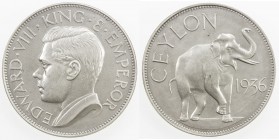 CEYLON: Edward VIII, 1936, AR crown, 1936, Bruce-X1b, 1954 Geoffrey Hearn fantasy issue, elephant, Prooflike Unc.
Estimate: USD 50 - 60
