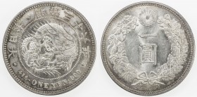 JAPAN: Meiji, 1868-1912, AR yen, year 36 (1903), Y-A25.3, light surface hairlines, lustrous, AU.
Estimate: USD 75 - 100