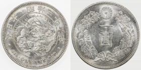 JAPAN: Meiji, 1868-1912, AR yen, year 36 (1903), Y-A25.3, light surface hairlines, lustrous, AU.
Estimate: USD 75 - 100