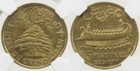 LEBANON: French Mandate, 5 piastres, 1933, NGC graded MS63.
Estimate: USD 100 - 150