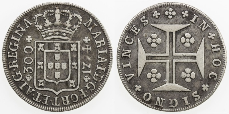 AZORES: Maria I, 1786-1799, AR 300 reis, 1794, KM-8, Fine to VF.
Estimate: USD ...