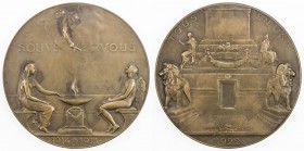 BELGIUM: AE medal (120.2g), 1922, 71mm bronze medal for the Dedication of the Tomb of the Unknown Soldier in Brussels by Armand Bonnetain, widow seate...