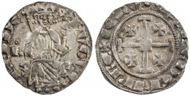 KINGDOM OF CYPRUS: Hugh IV, 1324-1359, AR gros (4.66g), CCS-71, king seated on curule chair, letter B to left with annulet above, bold VF to EF.
Esti...