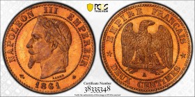 FRANCE: Napoleon III, 1852-1870, AE 2 centimes, 1861-A, KM-796.1, Gad-104, temporary bust (buste provisoire) type, PCGS graded MS65 RD.
Estimate: USD...