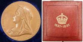 GREAT BRITAIN: AE medal (75.63g), 1897, Eimer-1817a, BHM-3506, 56mm bronze medal for the Diamond Jubilee of Queen Victoria by G. W. de Saulles, after ...