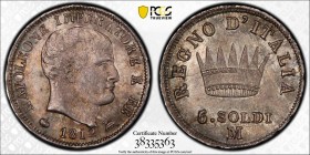KINGDOM OF ITALY: Napoleone, 1804-1814, AR 5 soldi, 1812-M, Cr-5.1, PCGS graded MS66.
Estimate: USD 100 - 150
