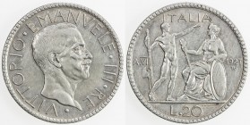 ITALY: Vittorio Emanuele III, 1900-1946, AR 20 lire, 1927-R year VI, KM-69, some hairlines, EF.
Estimate: USD 80 - 90