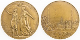 BELGIAN CONGO: AE medal (152.5g), 1925 (1937), Vancraenbroeck-130, 70mm bronze medal for the First Flight from Belgium to the Congo by Charles Samuel ...