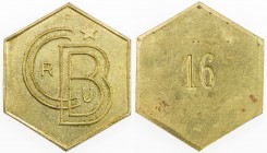 BELGIAN CONGO: Colony, token (27.37g), ND (ca. 1955), 39mm brass hexagonal bank token of the Banque Central du Congo Belge et du Ruanda-Urundi, large ...