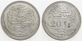 EGYPT: Hussein Kamil, 1914-1917, AR 20 piastres, 1916/AH1335, KM-321, AU.
Estimate: USD 125 - 175