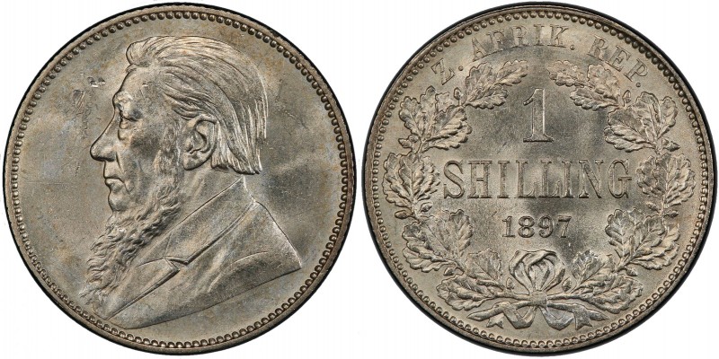 SOUTH AFRICA: Zuid Afrikaansche Republiek, AR shilling, 1897, KM-5, Johannes Pau...