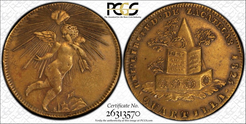 MEXICO: Republic, ¼ real, 1825, KM-366, DB-950, Zacatecas issue, amazing detail ...