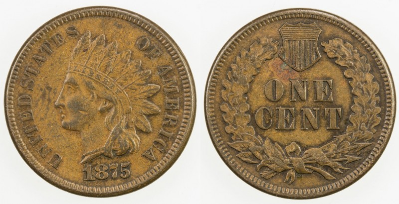 UNITED STATES: 1 cent, 1875, KM-90a, EF.
Estimate: USD 90 - 110