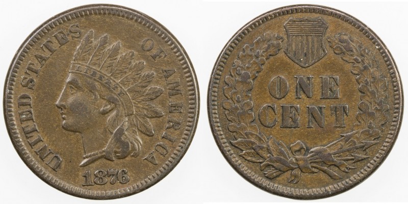 UNITED STATES: 1 cent, 1876, KM-90a, Choice VF.
Estimate: USD 65 - 75