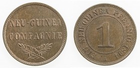 GERMAN NEW GUINEA: Wilhelm II, 1888-1918, AE pfennig, 1894-A, KM-1, brown with a bit of red, one-year type, Unc, ex Wolfgang Schuster Collection. 
Es...