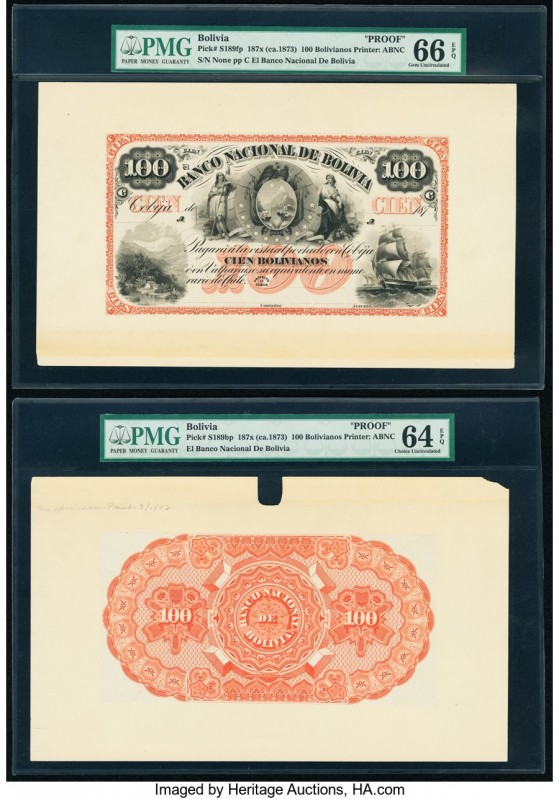 Bolivia Banco Nacional de Bolivia 100 Bolivianos 187x (ca. 1873) Pick S189fp; S1...