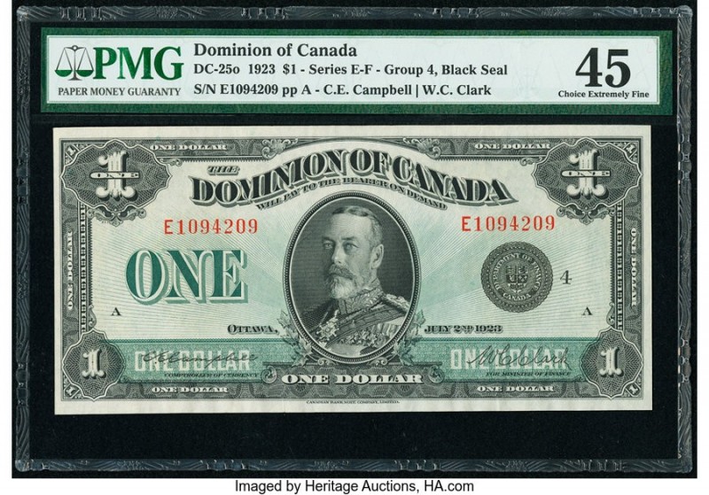Canada Dominion of Canada $1 2.7.1923 Pick 33o DC-25o PMG Choice Extremely Fine ...