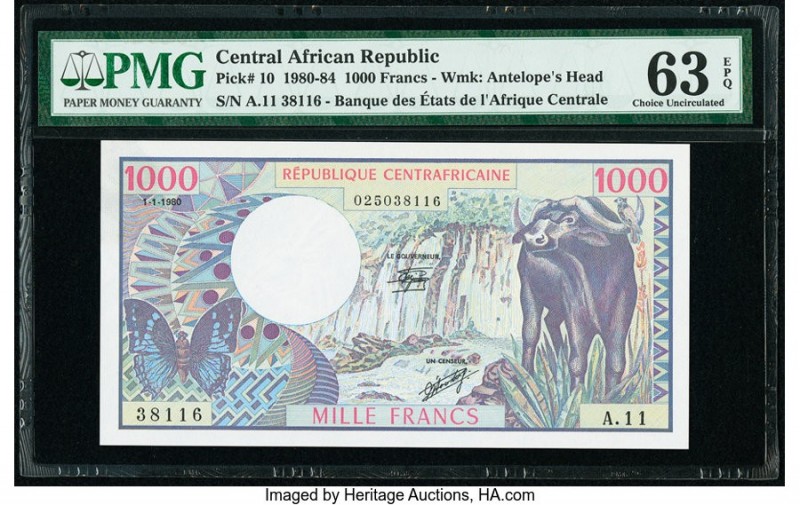 Central African Republic Banque des Etats de l'Afrique Centrale 1000 Francs 1980...
