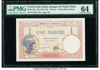 French Indochina Banque de l'Indo-Chine 1 Piastre ND (1921-26) Pick 48a PMG Choice Uncirculated 64. 

HID09801242017

© 2020 Heritage Auctions | All R...