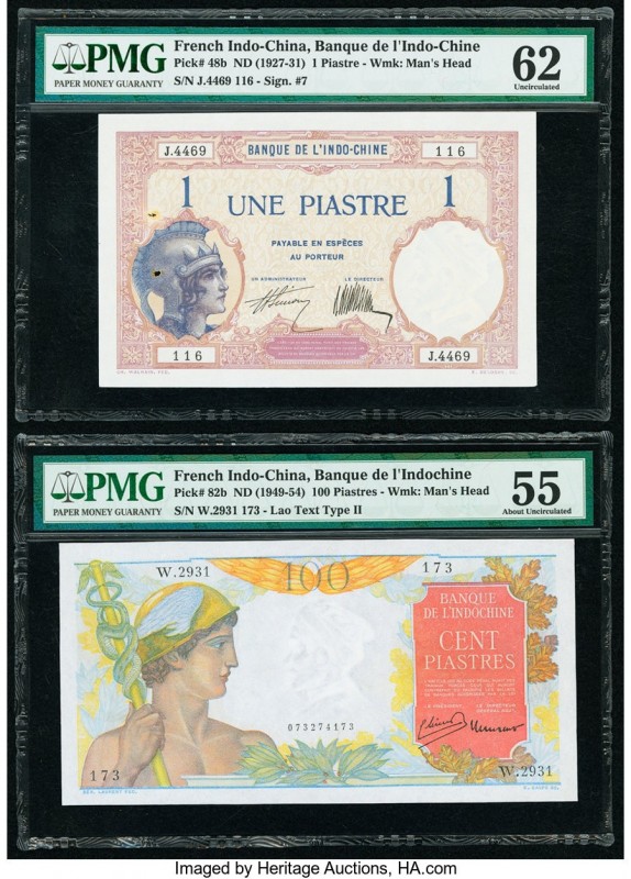 French Indochina Banque de l'Indo-Chine 1; 100 Piastres ND (1927-31); ND (1949-5...