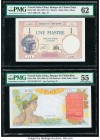 French Indochina Banque de l'Indo-Chine 1; 100 Piastres ND (1927-31); ND (1949-54) Pick 48b; 82b PMG Uncirculated 62; About Uncirculated 55. Pick 48b;...