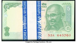 India Reserve Bank of India 5 Rupees 2009 Pick 94A 100 Examples Crisp Uncirculated. Edge handling may be present on outer notes of pack.

HID098012420...