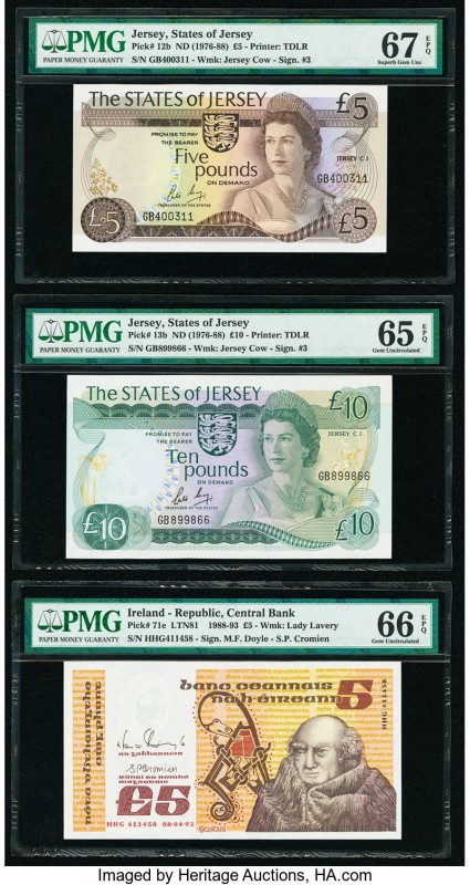 Jersey States of Jersey 5; 10 Pounds ND (1976-88) Pick 12b; 13b Two Examples PMG...