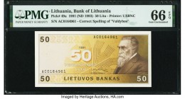 Lithuania Bank of Lithuania 50 Litu 1991 Pick 49a PMG Gem Uncirculated 66 EPQ. 

HID09801242017

© 2020 Heritage Auctions | All Rights Reserved