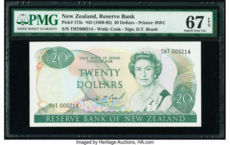 New Zealand Reserve Bank of New Zealand 20 Dollars ND (1989-92) Pick 173c PMG Su...