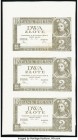 Poland Bank Polski 2 Zlote 26.2.1936 Pick 76r Uncut Sheet of Three Remainders Extremely Fine-About Uncirculated. Edge splits and tear. 

HID0980124201...