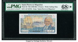 Saint Pierre and Miquelon Caisse Centrale de la France d'Outre-Mer 5 Francs ND (1950-60) Pick 22 PMG Superb Gem Unc 68 EPQ S. 

HID09801242017

© 2020...