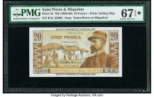 Saint Pierre and Miquelon Caisse Centrale de la France d'Outre-Mer 20 Francs ND (1950-60) Pick 24 PMG Superb Gem Unc 67 EPQ S. 

HID09801242017

© 202...