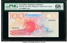 Seychelles Seychelles Monetary Authority 100 Rupees ND (1979) Pick 26a PMG Superb Gem Unc 68 EPQ. Low serial number 000309.

HID09801242017

© 2020 He...
