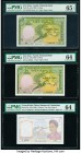 South Vietnam National Bank of Viet Nam 5 Dong ND (1955) Pick 2a Two Examples PMG Gem Uncirculated 65 EPQ; Choice Uncirculated 64; French Indochina Ba...