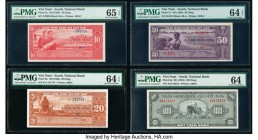 South Vietnam National Bank of Viet Nam 10; 20; 50; 100 Dong ND (1962) (2); ND (1956); ND (1955) Pick 5a; 6a; 7a; 8a Four Examples PMG Gem Uncirculate...