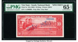 South Vietnam National Bank of Viet Nam 10 Dong ND (1962) Pick 5s Specimen PMG Gem Uncirculated 65 EPQ. Blue GIAY MAU overprints.

HID09801242017

© 2...