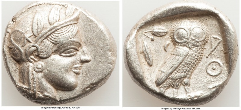 ATTICA. Athens. Ca. 440-404 BC. AR tetradrachm (25mm, 16.61 gm, 12h). XF. Mid-ma...