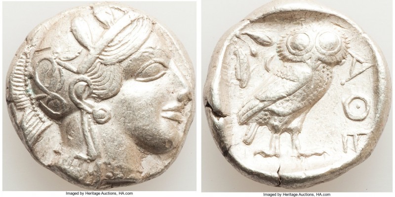 ATTICA. Athens. Ca. 440-404 BC. AR tetradrachm (24mm, 17.18 gm, 7h). XF. Mid-mas...