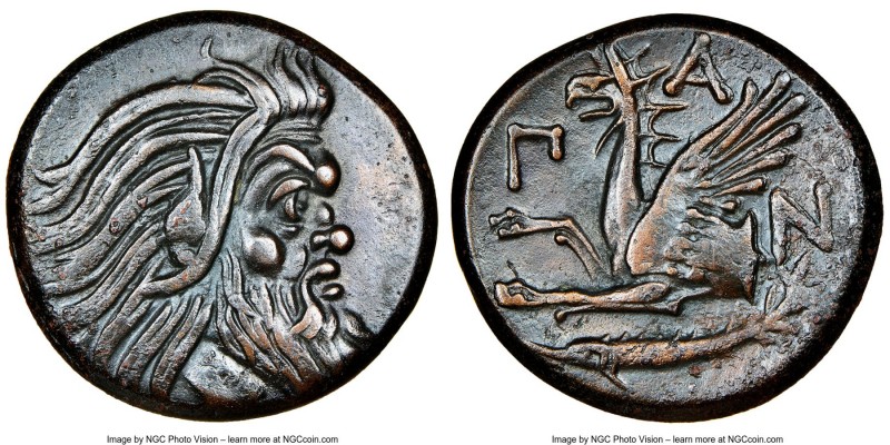 CIMMERIAN BOSPORUS. Panticapaeum. 4th century BC. AE (22mm, 11h). NGC XF. Head o...