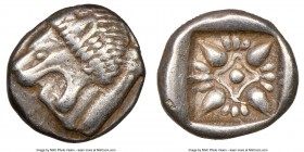 IONIA. Miletus. Ca. late 6th-5th centuries BC. AR 1/12 stater or obol (9mm). NGC XF. Milesian standard. Forepart of roaring lion left, head reverted /...