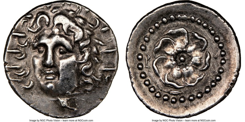 CARIAN ISLANDS. Rhodes. Ca. 84-30 BC. AR drachm (19mm, 12h). NGC Choice XF. Radi...
